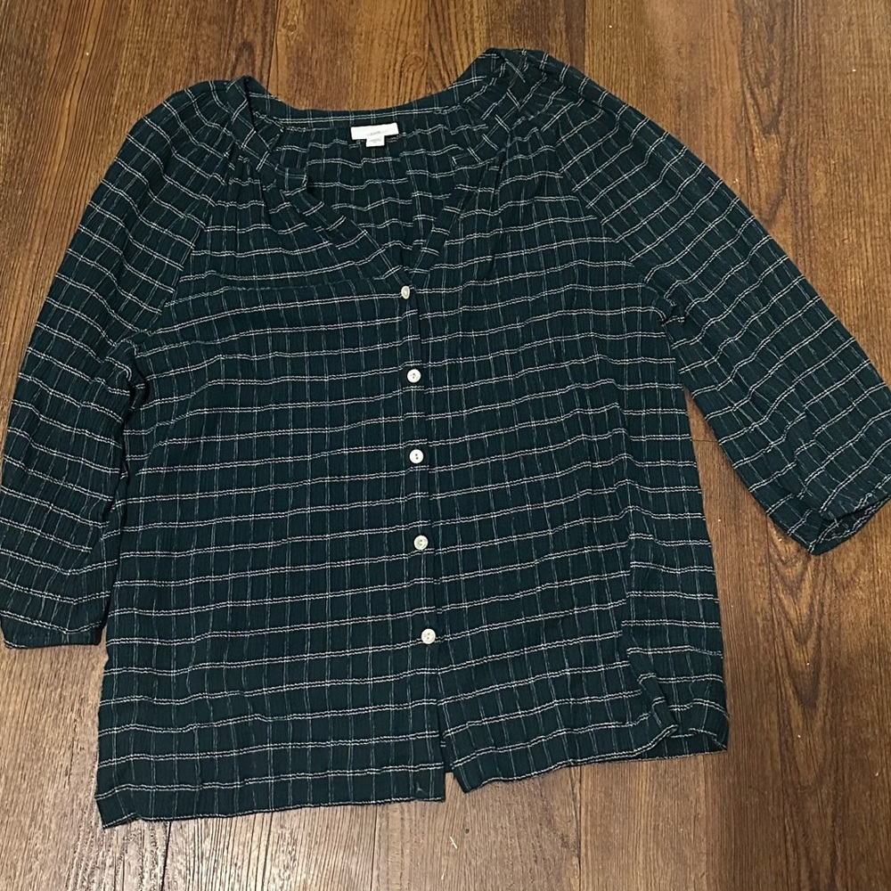 J. Jill Green Plaid Blouse